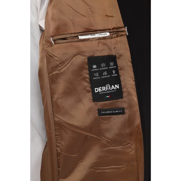 Derman Cinnamon Pointed Collar Silvery Classic 2 Piece Tuxedo - Picture 5 of 5